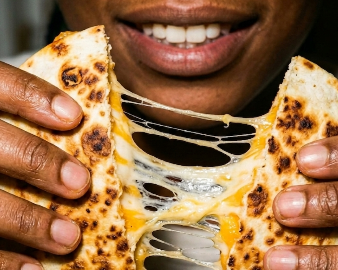 Dramatic cheese pull from a quesadilla — Daire helps you enjoy real cheese without lactose discomfort