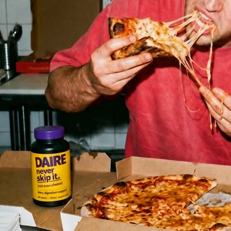 Daire dairy digestion supplement — enjoy pizza without lactose discomfort
